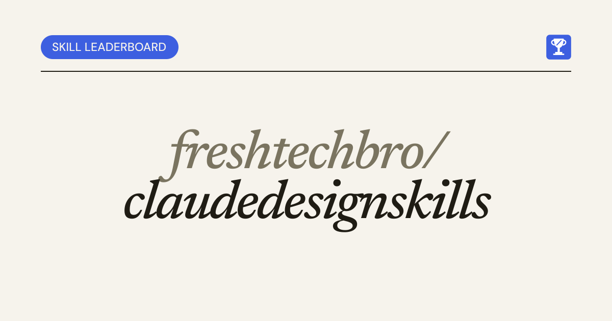 freshtechbro/claudedesignskills · The Skill Leaderboard